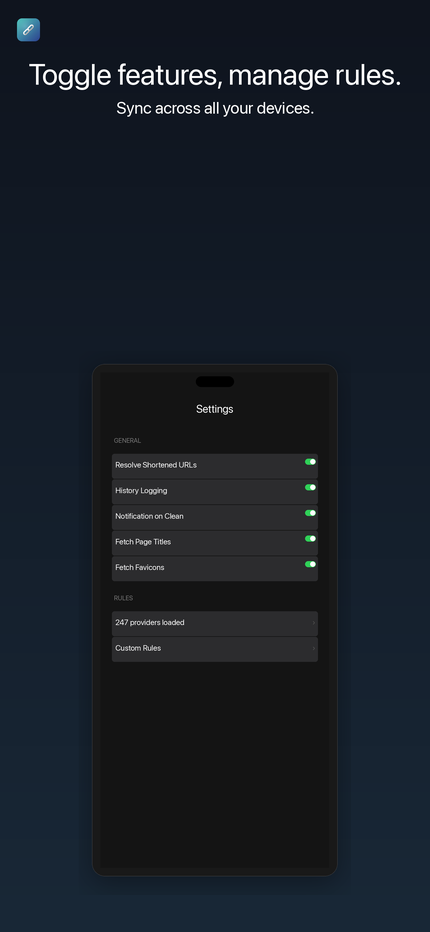 Untracker settings on iPhone