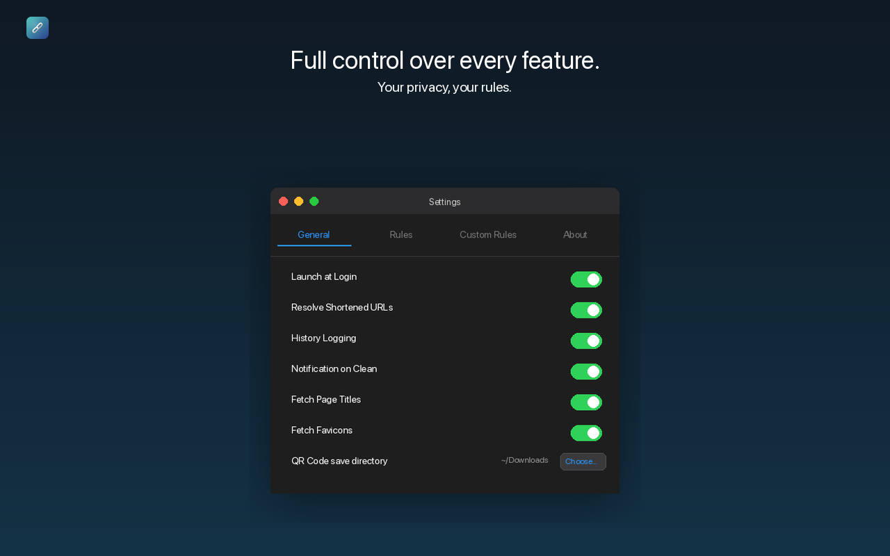 Untracker settings on macOS